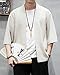 Ambcol Men's Kimono Jackets Cardigan Loose Cotton Linen Blend 3/4 Sleeve Open Front Casual Summer Shirt 12-Beige XX-Large