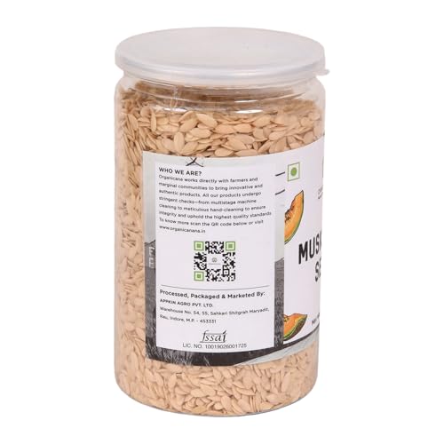 Image of Organicana Natural Muskmelon Seeds 500gm (Pack of 1) | Kharbooj Magaj | Kharbhuja Beej for Eating | High in Protein, Potassium, Magnesium & Iron | Immunity Booster Superfood | Healthy Snack, Topping and Cooking Use