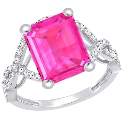 2 Carat Emerald LAB GROWN Pink Sapphire and LAB GROWN Diamond Engagement Ring (1.5ct Center, AAAA Heirloom Quality) RISV10W3AM Platinum