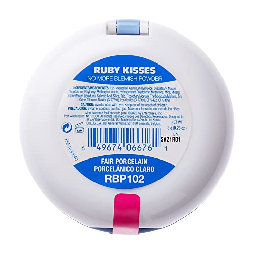 Ruby Kisses No More Blemish Face Powder With Salicylic Acid Korean Makeup Matte Finish Full Coverage Pressed Powder (Fair Porcelain) #TOP2