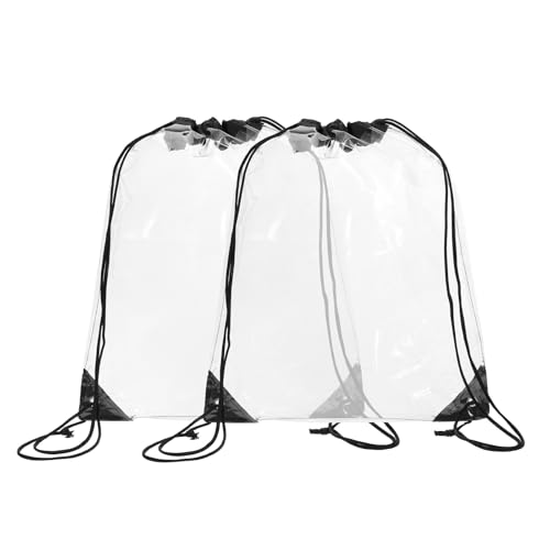Quilax 2Pack Waterproof Drawstring Bag Extra Large Clear Drawstring Bags Lightweight Bag for Stadium College Gym Beach
