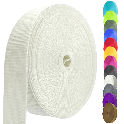 Image of Nylon Webbing 1 Inch, Heavy Duty Nylon Webbing Strap 26 Yard, Durable Strapping for Indoor or Outdoor Gear, DIY Crafting, Repairing (White, 1 inch-26 Yard)
