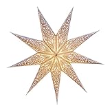 JustStars Papierstern mit Beleuchtung – Set mit Kabel und LED – Weihnachtsstern zum Hängen/Fenster-Deko – 60cm white