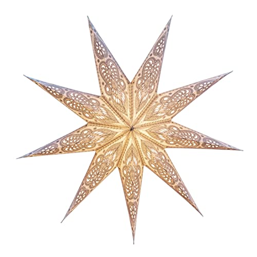JustStars Papierstern mit Beleuchtung – Set mit Kabel und LED – Weihnachtsstern zum Hängen/Fenster-Deko – 60cm white