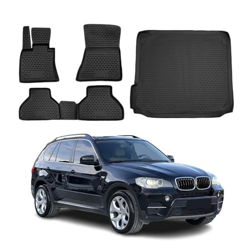 OMAC Custom Floor Mats & Cargo Liners for BMW X5 E70 2007-2013 Rubber TPE Black 5Pcs