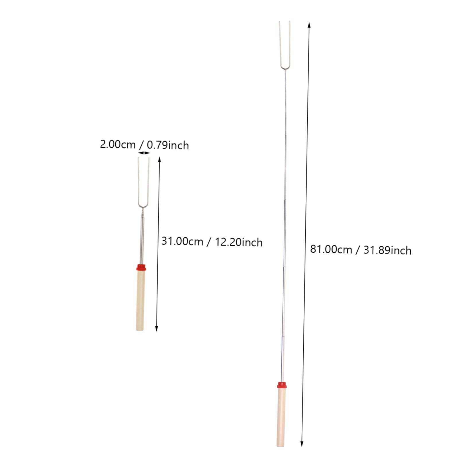 ibasenice 8pcs Wooden Handle Stainless Steel Bbq Forks with Telescopic Design and Convenient for Outdoor Grilling Includes Storage Bag Versatile Roasting Tools for Hot Dogs and Skewers