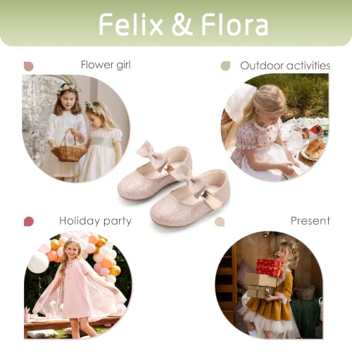 Image of Felix & Flora Toddler Flower Girl Dress Shoes - Girl Ballet Flats Party School Shoes Wedding