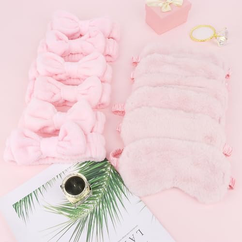 Casoty 12 Peças de Faixas de Cabeça de Spa com Máscaras de Dormir de Pelúcia, Suprimentos para Festa