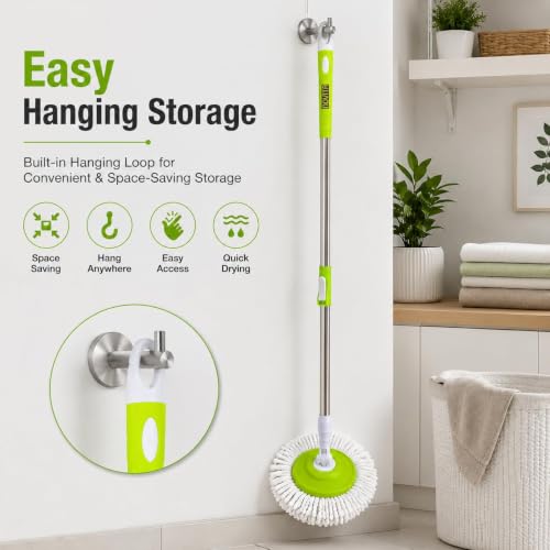 Image of Novita Premium 360 Spin Mop Stick Rod with Stainless Steel Handle | 42-Inch Adjustable & Extendable Heavy-Duty Long Telescopic Stick | Microfiber Pocha | (Multicolor)