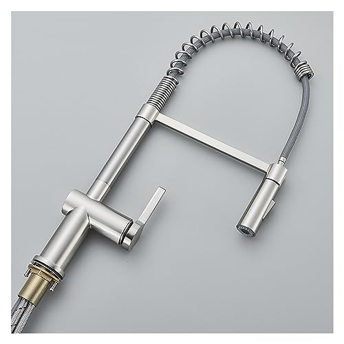 Grifo de cocina extraíble negro mate, mezclador monomando de latón con muelle 8