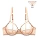 Varsbaby Women See-through Lace Push Up Transparent Everyday Bra (V279TS, 42C, Beige)