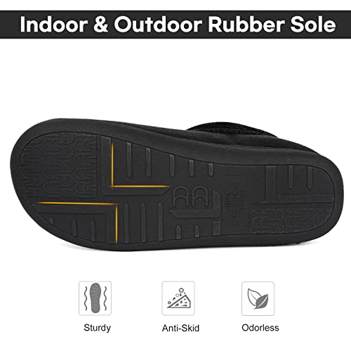 Longbay Women's Warm Chenille Knit Bootie Slippers Memory Foam Comfy Suede Fluffy Faux Fur Memory Foam Boots House Shoes (Medium / 7-8, Black) #TOP2