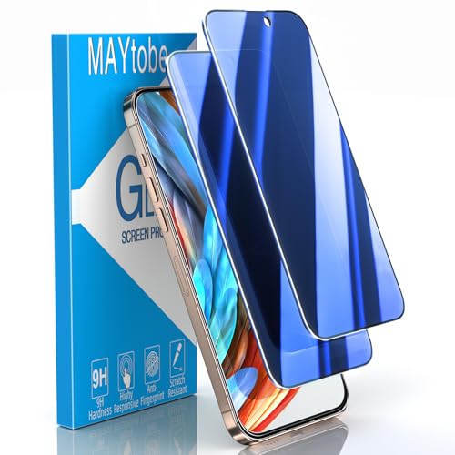 Film protection écran confidentialité iPhone 16 Pro Max verre trempé bleu