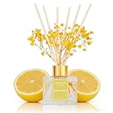 Reed Diffuser Set - 3.38 fl oz Lemon Verbena Premium Scented Oil with Preserved Baby's Breath & Cotton 6 Sticks | Long-Lasting Aromatherapy for Home, Bedroom, Bathroom, Office Home Decor