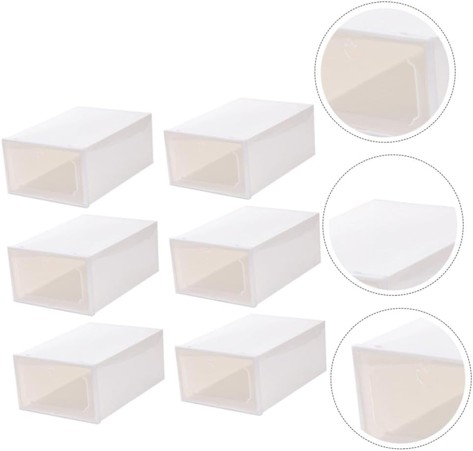 6pcs Shoe Rack Stackable Plastic Storage Boxes Drawer-type Shoe Organizers Eco-friendly and Reinforced Design