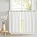 White Tier Curtains Semi Sheer Short Curtains Kitchen Casual Weave Cafe Curtains Half Window Treatments 2 Panels 24" L