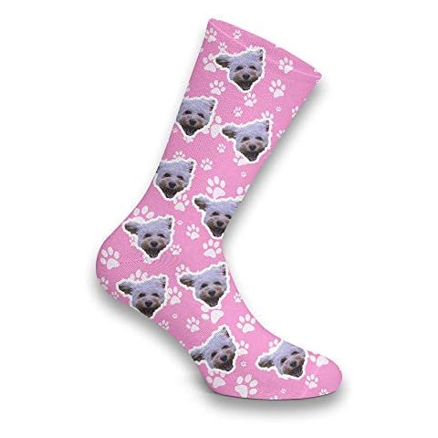 Personalised Pet Face Photo Socks, Add Your Pets Face, Custom Picture Socks, Dog, Cat, Add Any Pet (Pink) Cover