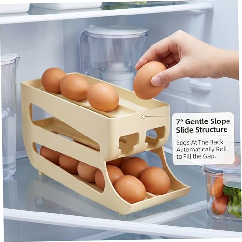 Bandeja de huevos para nevera de doble fila con almacenamiento vertical de tres pisos 4