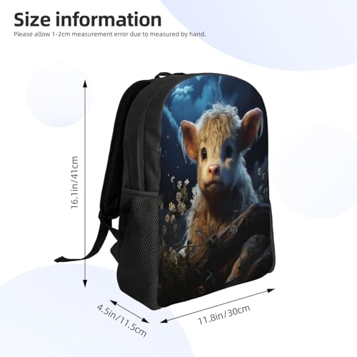 Comfort Fit Unisex Highland Cattle Flower Backpack Durable for Daily Commute & Travel Adventures 16 Inch4