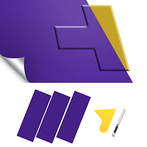 Image of Compatible with 11.8 inch x 4 inch Bowtie Emblem Wrap Kit for Chevy Logo Overlay Vinyl Wrap with Spatula and Cutter 3 Pcs Matte Metallic Purple
