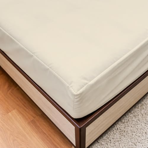 Image of 100% Waterproof Mattress Protector Double Size Bed 48x72 Inch, Non Woven Fabric Fitted Mattress Cover with Elastic, Waterproof Bed Protector, Hypoallergenic, 10 Inch Deep Pocket - Ivory