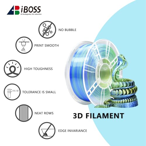 Image of iBOSS Silk PLA Plus 3D Printer Filament 1kg, Tri Color Gold Green Blue PLA Pro 1.75mm, Shiny Multi Color Change Filament 3D Printing PLA Filament for Most FDM 3D Printer(Silk Gold-Green-Blue)