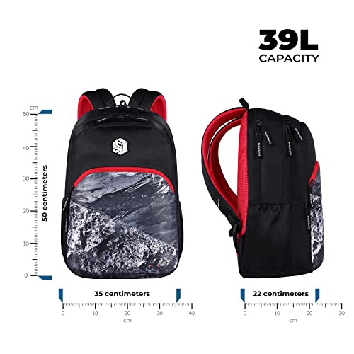 Image of Montana 39 Ltrs School Laptop Backpack (Black-Red), One Size (LBPMNTNA0109)