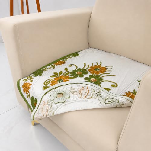 Image of Homerz Premium 'Surya Series' Sofa Cover | Stylish Sofa Protector | Net Fabric | Anti-Stain & Washable Slip Cover Exact Size Antislip (Daisy Green, 1 Seater, Only Seat Cover)