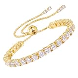 YIMERAIRE Bracelets for Womens Moissanite Tennis Bracelet 925 Sterling Silver Hypoallergenic Adjustable D Color VVS1 Clarity Solitaire Diamond Bracelets Birthday Valentines Gifts For Her/Him