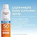 Eucerin Advanced Hydration SPF 50 Sunscreen Spray, Lightweight Spray Sunscreen with Hyaluronic Acid and Humectants, Hypoallergenic, Fragrance and Alcohol Free, 6 Oz Bottle