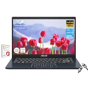 ASUS Vivobook Go Laptop FHD de 14 pulgadas, Intel Pentium N6000 (hasta 3.30 GHz), pantalla de 1920 x 1080, memoria de 4 GB, 64 GB eMMC, 1 año de Microsoft 365, NumberPad, cámara web, HDMI, Wi-Fi,