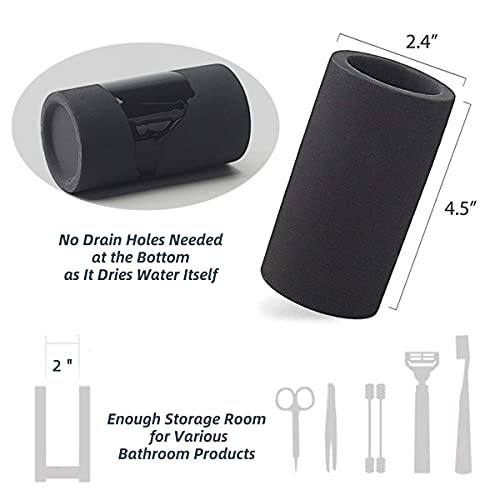 HouseSister Fast-Drying Diatomite Toothbrush Holder - Bathroom Countertop Organizer Stand for Toothpaste, Makeup Brushes, Razors & Accessories (Black) by HouseSister - Used condition - Image 3