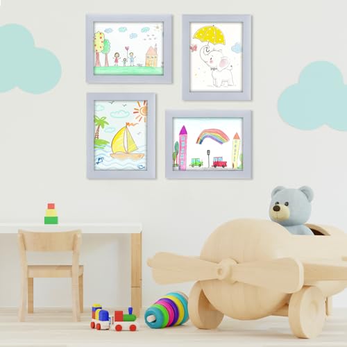 Image of [2-Pack] Kids Art Frames, 8.5x11 Front Opening Kids Artwork Frames Changeable, Light Violet Blue Artwork Display Storage Frame for Wall, Holds 50 Pcs, for 3D Picture, Crafts, Children Drawing, Hanging
