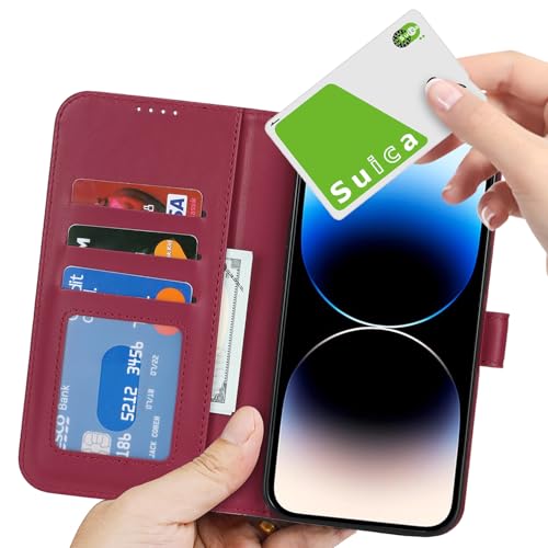 Image of for iPhone 14 Pro Max Case Wallet with Card Holder,for iPhone 14 Pro Max Wallet Case for Women Men,PU Leather Shockproof Magnetic Buckle Stand Flip Phone Case-Red