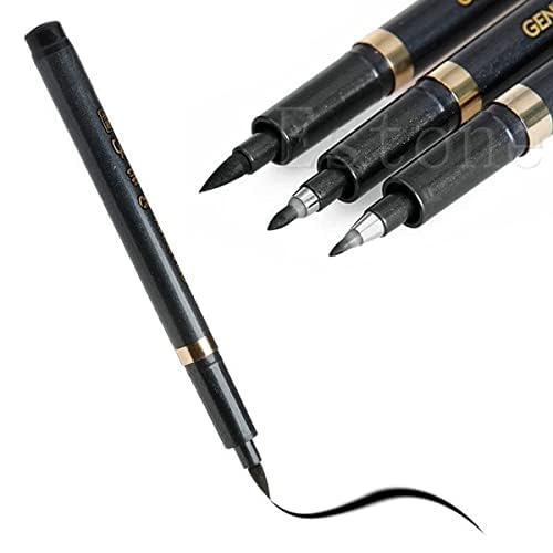 Dekaim 3Pcs Japanese Writing Pen, Fine Felt Tip Calligraphy Shodo Brush Ink Pen, Black, Refillable, Non-Toxic, Quick Drying - Image 2