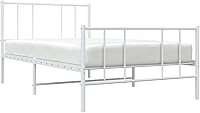 Vista 3 de Metal Bed Frame with Headboard Bed Frame Full Platform Bed Full Metal Bed Frames Full Bed Frame with Headboard Metal Bedframe and Footboard White