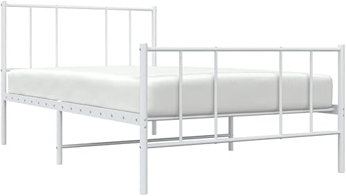 Miniatura 4 de YAFF Marco de cama de metal de 81.5 x 41.3 x 35.4 pulgadas, marco de cama de plataforma de acero resistente con cabecero, no necesita somier, sin