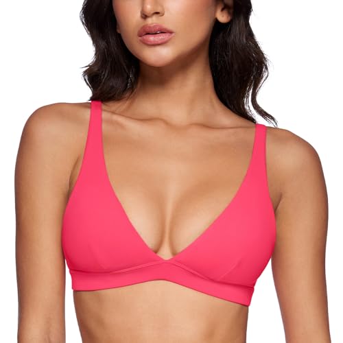 Image of INGIA Deep V-Neck Sports Bra Padded U Back Yoga Workout Bra | Low Impact, Fitness, Yoga, Wireless, Workout, Contour, Crop Top, for Women