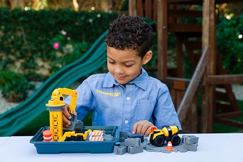 Image of CAT Dig N Build Concrete Playset 12-oz Moldable Concrete Compound, Crane, 2 Little Machines Vehicles, Construction Molds & Easy-Cleanup Tray, Sensory STEM Kit for Kids Ages 3 +