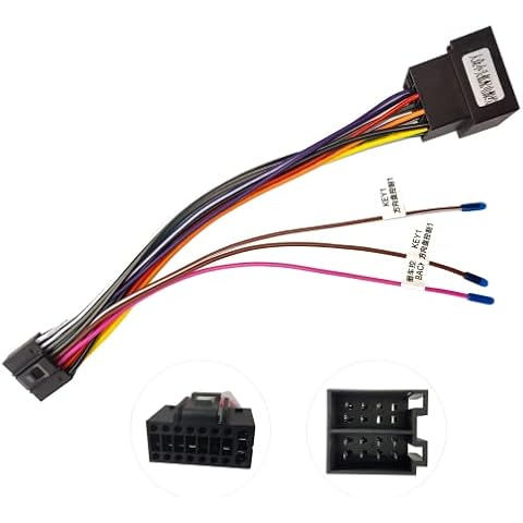16 Pin ISO Adapter Cable for Android Car Stereo ISO Standard Car Wiring Harness with Steering Wheel Control Lines and Reverse Control Line Wiring Harness Cover