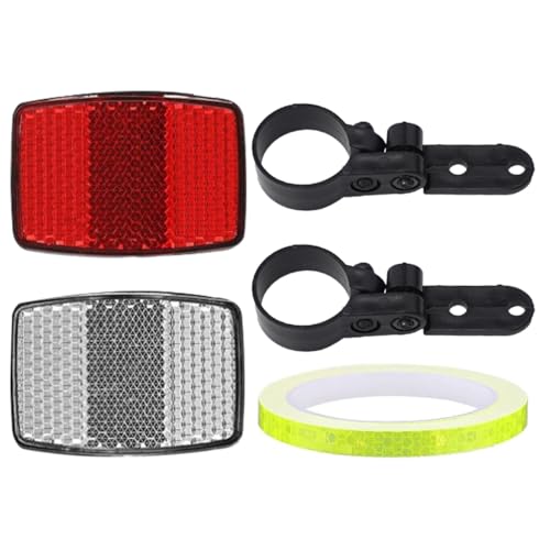 QEDBOJE 5 unidades Reflector de Bicicleta Delantero y Trasero, Soporte de Reflector de Rueda de Bicicleta, Cinta Reflectante, Accesorios de Bicicleta para Ruedas de Bicicleta de Montaña