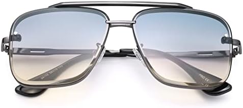 COASION Tony Stark Sunglasses Costume Eyewear Retro Square Aviator Sun Glasses Frames for Men Women (Gunmetal/Gradient Blue)