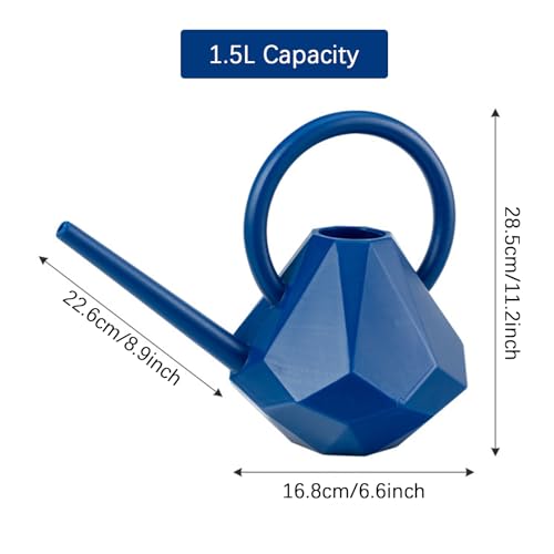 LPOAZf Gieter voor binnen en buiten, kleine gieter voor kamerplanten, kunststof gieter voor bloemen en planten, verdikte tuingieter met lange mond,Dark blue,1.5L - Afbeelding 3