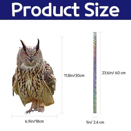 4PCS Fake Owl, Garden Owl, Plastic Owls, Reflective Hanging Decoration, Effective Control Device with Reflective Tape for Garden Patio Windows Tree