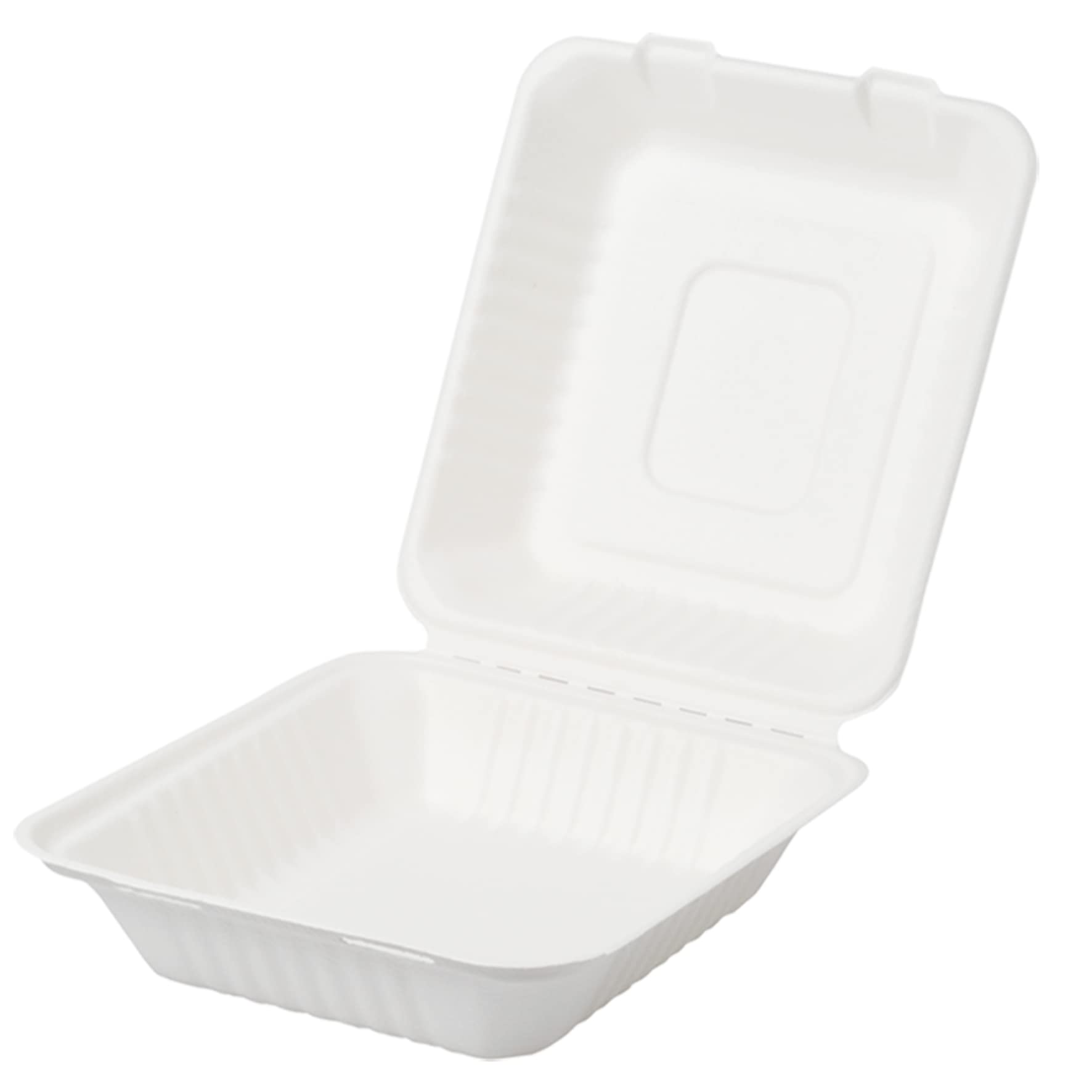 SHOBI Box per Hamburger Compostabile in Polpa di Cellulosa (200, Box Due Scomparti (24x16 cm))