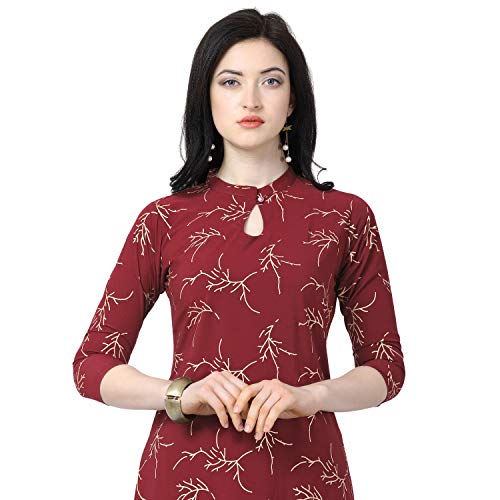 Image of NAINVISH Women Crepe Straight Kurti with Palazzo