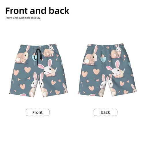 Cartoon Cute Bunny Youth Beach Pants, Soft and Breathable, with Drawstring Waist, Suitable for Sports and Leisure.2