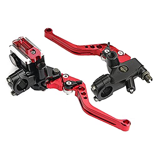 LisylineAuto 7/8 22mm Motorcycle Brake Lever Motorcycle Handlebar Brake Master Cylinder Clutch Levers Left and Right Set Compatible with Harley Honda Kawasaki Suzuki Yamaha Red Universal