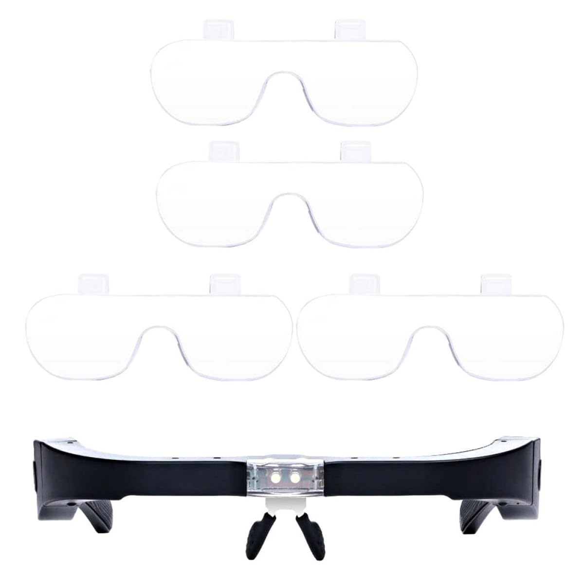 LED Kopfvergrößerungsbrille für Reparatur und Lesen mit 4 Linsen