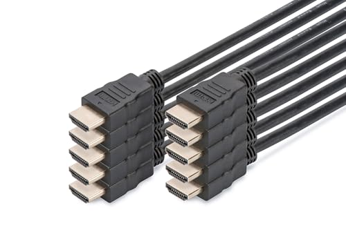 DIGITUS HDMI-Kabel - HDMI 2.0-2m - UHD 4k 60Hz - 10 St&uuml;ck - vergoldete Kontakte - kompatibel mit TV, Beamer, Monitor - Schwarz